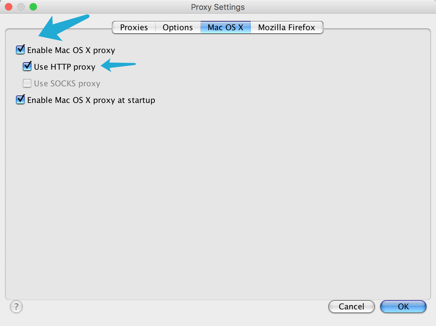 選擇Mac OS X選項卡
